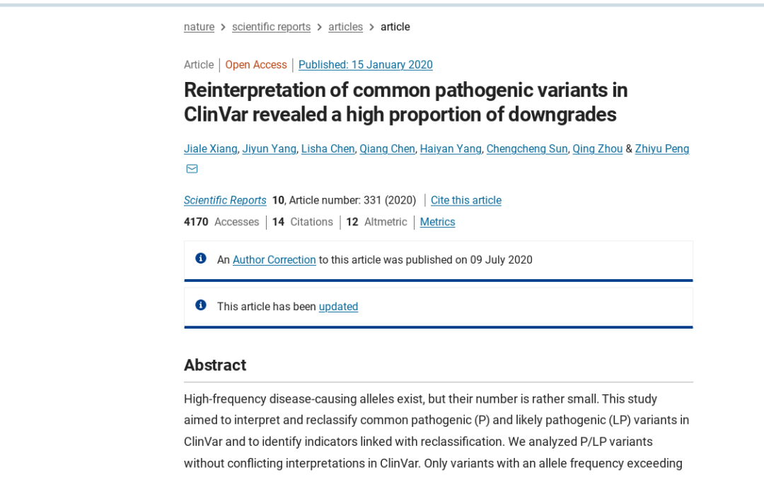 Reinterpretation of common pathogenic variants in ClinVar revealed a high proportion of downgrades