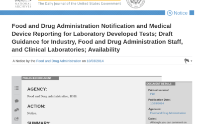 Food and Drug Administration Notification and Medical Device Reporting for Laboratory Developed Tests; Draft Guidance for Industry, Food and Drug Administration Staff, and Clinical Laboratories; Availability