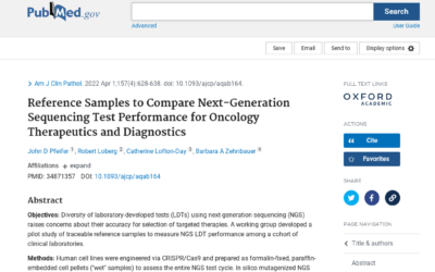 SPOT/Dx Pilot Publication; Pfeifer JD et al. Reference Samples to Compare Next-Generation Sequencing Test Performance for Oncology Therapeutics and Diagnostics. American Journal of Clinical Pathology 2022