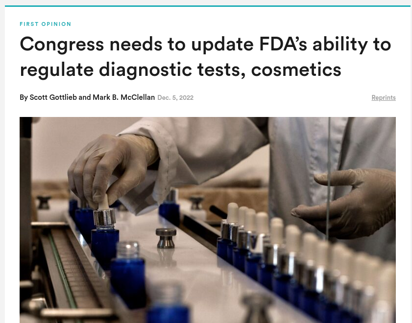 Congress Needs to Update FDA’s Ability to Regulate Diagnostic Tests, Cosmetics
